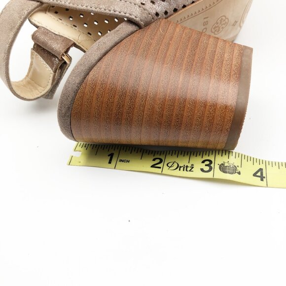ISOLA Lora Shimmer Perforated Strap Peep Toe Sling Back Block Heels Womens 7 - Picture 9 of 10